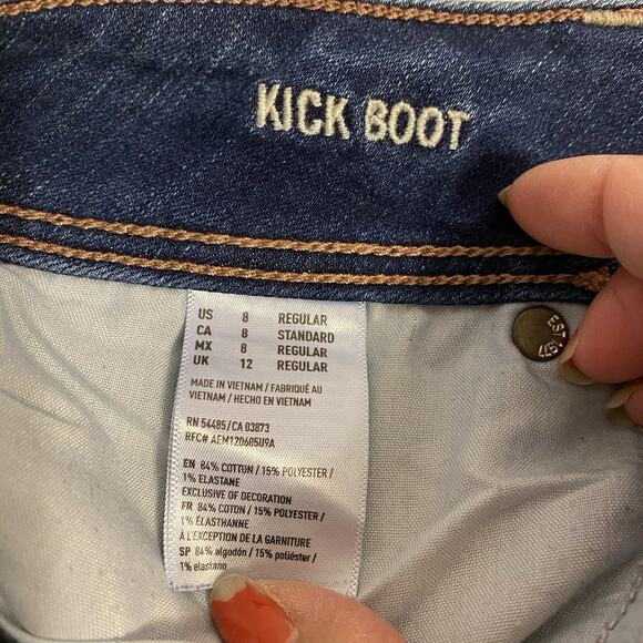 American Eagle Women Jeans Kick Boot Flare SuperStretch Size 8Regular BlueDenim - Picture 5 of 9